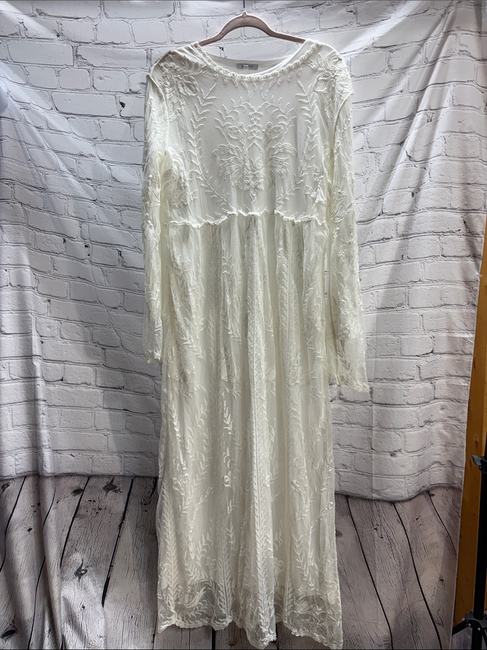 The White Company Ivory Lace Long Sleeve Maxi Dress